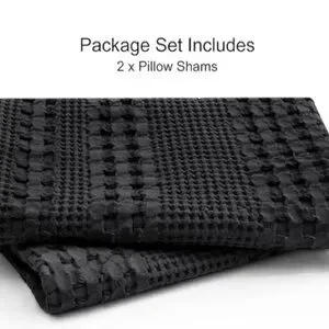 Pacific Home Fashion Black Textured Pillow Shams King size set of two, NWT